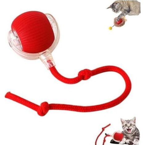 Balle interactive pour chat - Jouet électrique pour chat - Rechargeable par USB - 3 modes de travail - 3 modes de fonctionnement - 360° - Pour chats et chiens - Rouge (1/4)