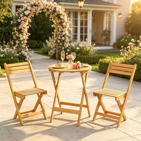 Table de bistrot moderne avec chaises pliantes assorties, ensemble de meubles de jardin pratique avec table pliante et deux chaises, ensemble d'extérieur (seulement avec 1 table, 2 chaises) (1/5)
