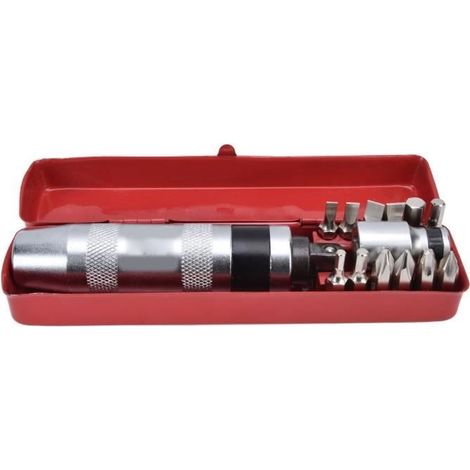 Jeu de tournevis d'impact - SALALIS - Adaptateur 1/2 po - 12 embouts - Acier au tungstène - Réversible (1/4)