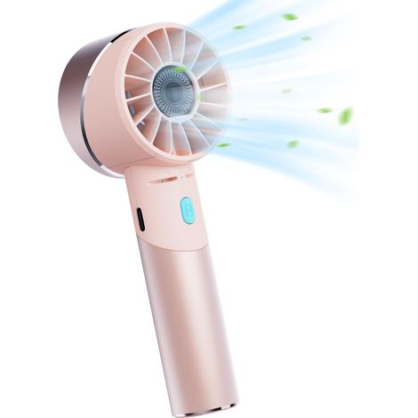 Mini ventilateur portable, rechargeable par USB, 4 vitesses de ventilation, autonomie de 16 heures, compact et silencieux - Rose-AquaForge (1/5)
