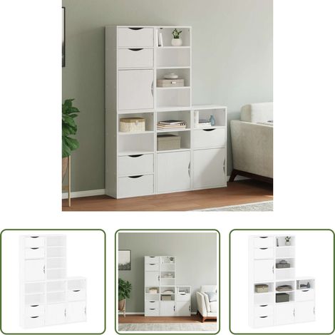 vidaXL Beistellschrank Weiß - Beistellschränke 5 Stk. ODDA Weiß 40x24x79 cm Massivholz Kiefer (1/5)