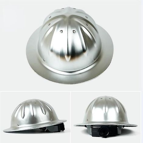 Casque de sécurité en alliage d'aluminium à large bord, léger et haute résistance, pour la construction, les travaux ferroviaires, la métallurgie et les mines - Argenté (1/5)
