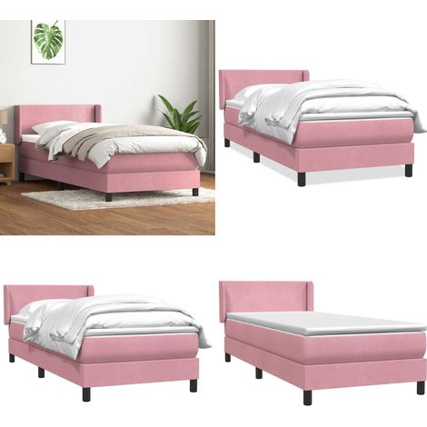 vidaXL Boxspringbett mit Matratze Rosa 80x220 cm Samt (1/5)