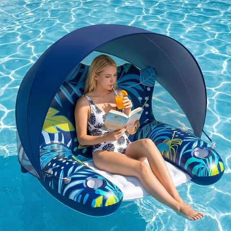 Aufblasbare Matratze, Schwimmboje für Erwachsene, Sonnenbecken, Planschbecken, Wasserhängematte, Poolsitz (1/5)