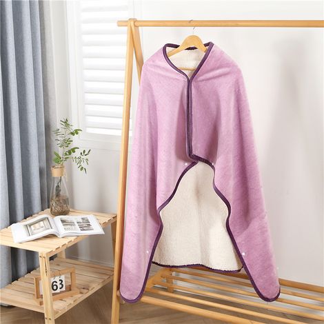 MINKUROW Manta A Cuadros 110 x 145 Cm Manta De Lana De Felpa De Doble Cara Manta De Cama Sofá Coche Sala De Estar Dormitorio Invierno Cálido Manta Multiusos Capa Mantón Con Botón Regalo De Navidad Púr (1/3)