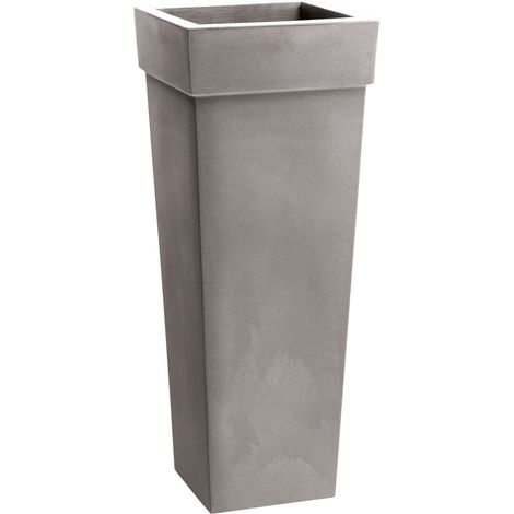 Vaso quadrato alto resina GERYON cm. 100 CENERE
