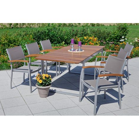 Naxos Set 7tlg 6 Sessel Tisch 150(200)x90cm