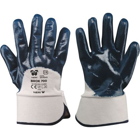 GUANTI NBR MANICHETTA TELA 'BROK 700' Tg. 10- 12 coppia - NERI