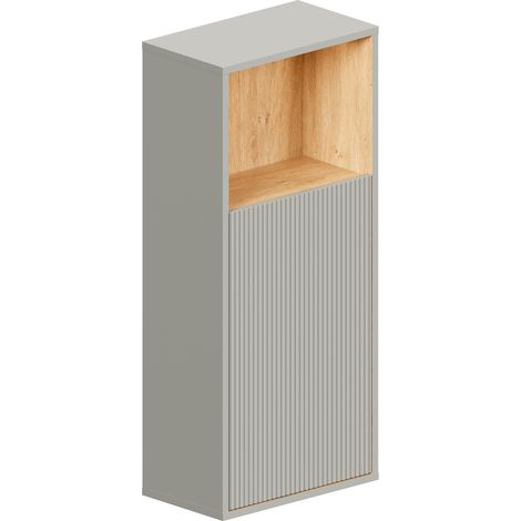 BERNSTEIN - Mobiletto alto pensile grigio seta opaco MDF 42x95x24cm (LxAxP), cerniere flessibili sinistra/destra - BELDIVO	Grigio seta opaco