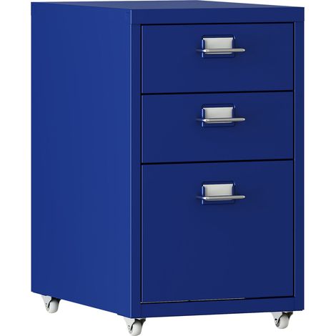 Mobiletto per ufficio mobile contenitore su ruote acciaio 48 x 28 x 41 cm blu 030009117