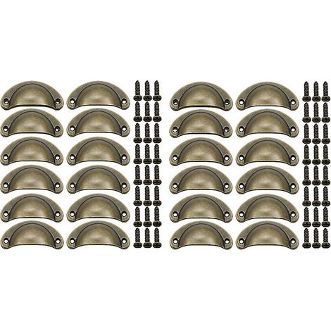 Vintage Türgriffe aus antikem Messing in Muschelform – Set mit 24 dekorativen Retro-Türknöpfen für Küche und Schubladen, inklusive 48 Schrauben (1/5)