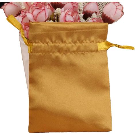 Bolsas de regalo, material satinado, ideales para eventos, 6 unidades, marrón dorado, 8x10cm-b, 50 unidades-b (1/2)