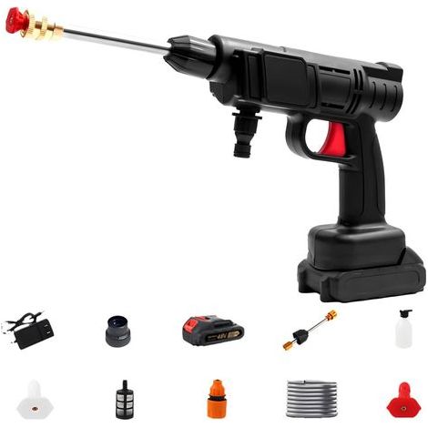Pistolet nettoyeur haute pression à batterie, nettoyeur haute pression sans fil portatif pour voitures, terrasses et surfaces extérieures, pulvérisateur électrique haute pression avec débit d'eau régl (1/4)