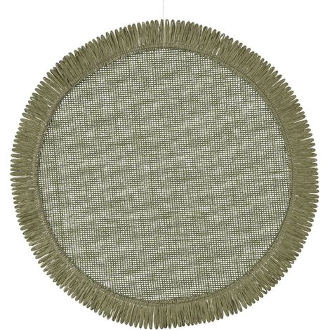 EVERLANDS Tischset Grün Rand mit Fransenoptik Ø 38 cm - Papierseil