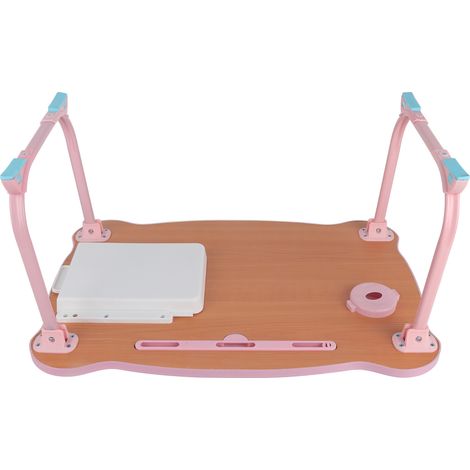 Table pliante de lit portable, plateau de petit-déjeuner mignon, support pour ordinateur portable, idéale pour la maison ou le dortoir, motif ours rose, 60 x 40 x 28 cm / 23,6 x 15,7 x 11 pouces (1/5)