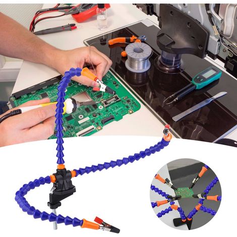 Flexibler 3-armiger Löthalter, blau, multifunktional für die Reparatur und Befestigung von Leiterplatten (1/5)