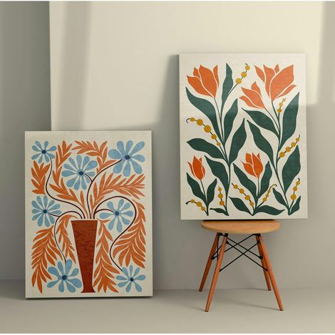 Tableau nature 70s – tons orangés (set de 2) (1/3)