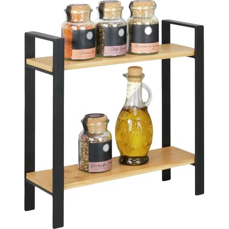 Mensola da cucina, struttura in metallo, pannelli in MDF, 33 cm x 33 cm x 11 cm, 2 ripiani, altezza ripiano 23 cm (1/5)