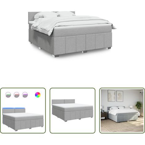 vidaXL Surmatelas -  Sommier à lattes de lit avec matelas Gris clair 180x200cm Tissu (1/5)