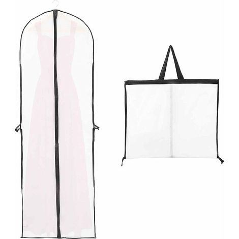 Robe de Mariée 60x180cm Housse Vetement Longue pour Mariée et Robe de Demoiselle D'honneur Anti Poussière Etanche Mite Humidité Pliable et Portable Fermeture à Glissière Bilatéral(1PCS) (1/5)