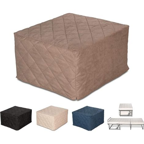 EVERGREENWEB Pouf che diventa letto singolo, con materasso e struttura, Puff poggiapiedi, MATERASSO ortopedico, copertura sfoderabile e lavabile, pouffe soggiorno, cameretta - misura 76x78x47cm, TORTO (1/5)
