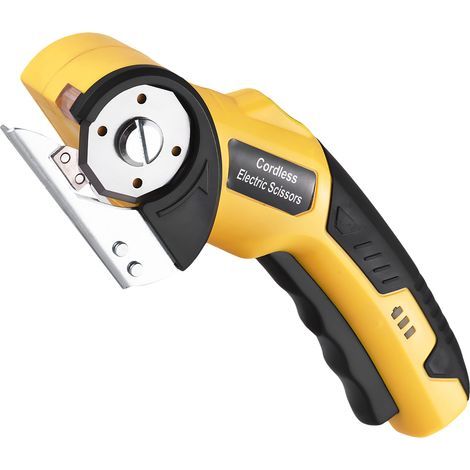 Ciseaux électriques sans fil 4 V rechargeables Cutter pour carton Ciseaux à tissu avec verrouillage de sécurité et lumière LED Convient pour le cuir, les tapis et le plastique (1/5)