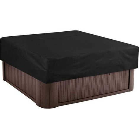 Bâche de protection pour piscine carrée – 215 × 215 cm, en polyester 190T résistant aux UV et aux intempéries, avec cordon de serrage intégré (1/4)