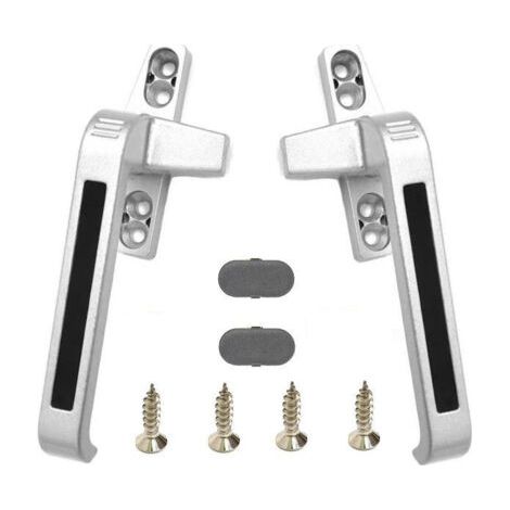 BUNTHAUS PA Poignée de fenêtre verrouillable Poignée de porte et de fenêtre - Accessoires de fenêtre en aluminium - 2 pièces (main gauche, main droite) (1/4)