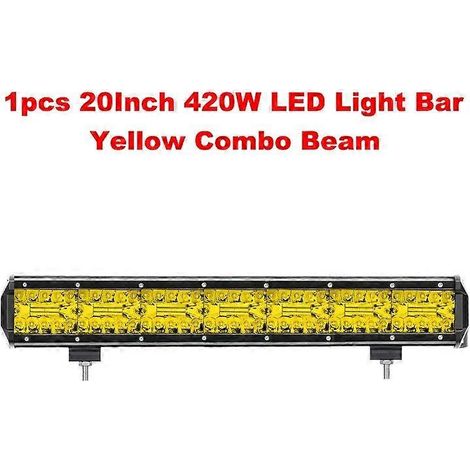 Barre LED NLpearl 4-20 pouces jaune tout-terrain 120 W pour camion, Jeep, SUV, UAZ 4x4, tracteur, bateau, VTT, phares LED 12 V/24 V, 1 pièce, barre jaune 420 W (1/5)