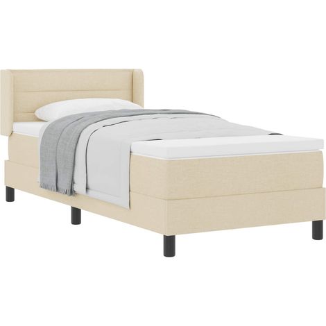 Maison Exclusive - Lit à ressorts avec tête de lit Crème 200 x 100 cm tissu (1/5)