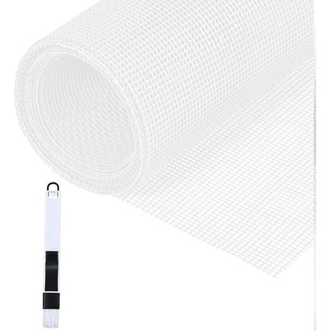 Mosquitera para ventana, 150x300cm, mosquitera de fibra de vidrio para bricolaje, venta por metro con cepillo de limpieza, mosquitera para ventanas, puertas de balcón y salas de estar, color blanco. (1/5)
