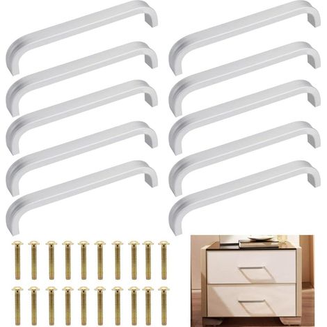 10 poignées de cuisine universelles en acier/aluminium - 20 vis incluses (1/5)