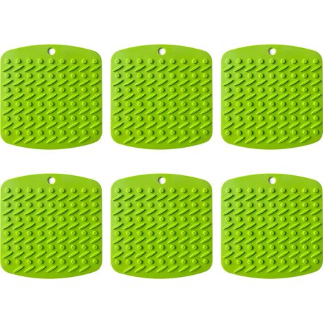 Lot de 6 dessous de plat en silicone antidérapants et résistants à la chaleur, pour plats, casseroles et poêles chauds (bleu).