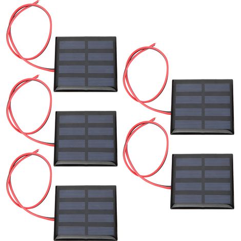 Lot de 5 mini modules d'alimentation solaire avec câble rouge et noir de 30 cm, 2 V CC, 150 mA (1/5)