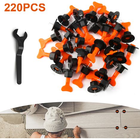 Kit de Nivellement pour Carrelage 220x niveleur de carrelage avec clé spéciale, kit de nivellement de carrelage réutilisable (1/5)