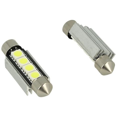 24V Lampada LED Siluro Canbus T11 C5W 42mm 4 SMD 5050 Rosso con Dissipatore Alluminio per Camion Bus Barca (1/3)