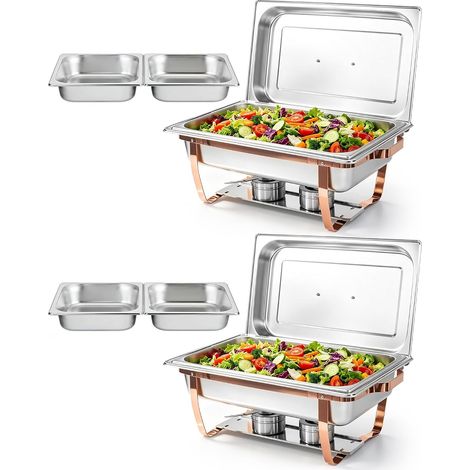 Chauffe Plat Buffet Rectangulaires 2PCS 9L Chafing Dish Buffet en INOX  Marmite Chauffante Buffet à Bain-marie [2 bacs pleine taille + 4 demi-bacs] Restaurant, Hôtel, Mariage (1/5)
