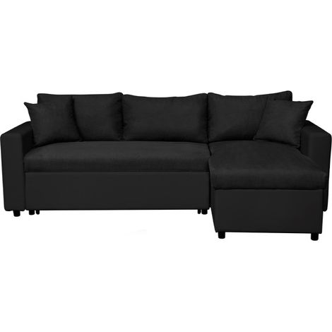 Canapé Convertible d'Angle Réversible "César" 227cm Noir (1/5)