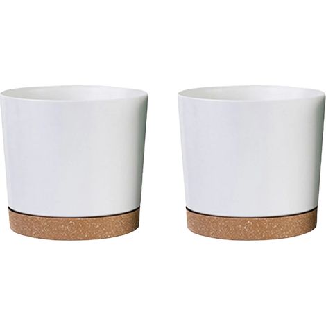 Lot de pots de fleurs, plastique, avec trous de drainage, soucoupe amovible, pour intérieur et extérieur (1/5)
