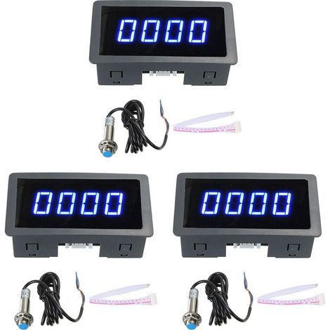 3X Compteur de Vitesse Tachymètre Bleu 4 Numérique LED + Capteur de Commutation de Proximité à Effet Hall NPN (1/2)