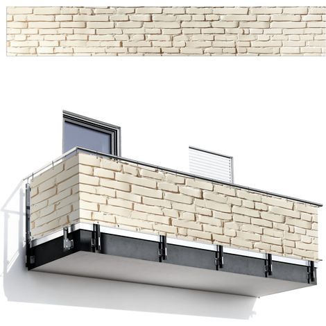 BRISE-VUE POUR BALCON Bricks - Wall - Luminaire - Blanc 500x80 cm