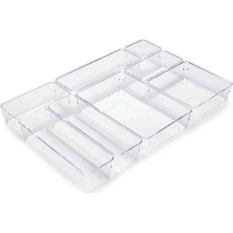 Kit de 8 seaux organisateurs pour tiroirs, Plastique, Transparent (1/5)