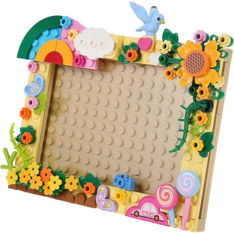 Bastelset für einen Bilderrahmen aus Bauklötzen, niedlicher Cartoon-Bilderrahmen, Kinderfotohalter – 14,30 x 11,10 x 1,40 cm (1/3)