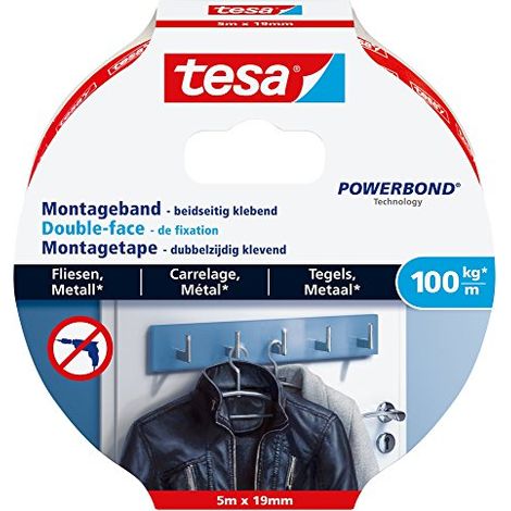 Tesa Powerbond Nastro di Montaggio Bianco 5000 mm x 19 mm (1/4)