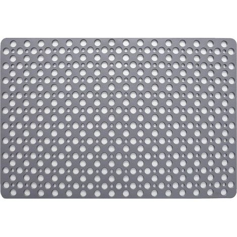 Tapis de Douche Antidérapant antibactérien,43 X 75CM Tapis de Bain de Baignoire Tapis de Pied résistant à la moisissure et Lavable en Machine pour Douche ou Baignoire,Trou Rond Gris (1/5)