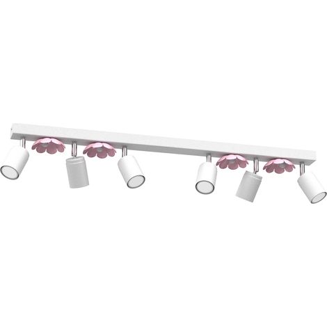 Rampe 6 spots orientables blanc/rose GU10 Flower Luminex