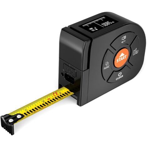 Mètre Ruban Laser 3-en-1, Télémètre Laser 196Ft/60m & Ruban à Mesurer 16Ft/5m, Mètre à Ruban Laser Numérique avec Écran LCD, Unités M/in/Ft/Ft+in (1/5)