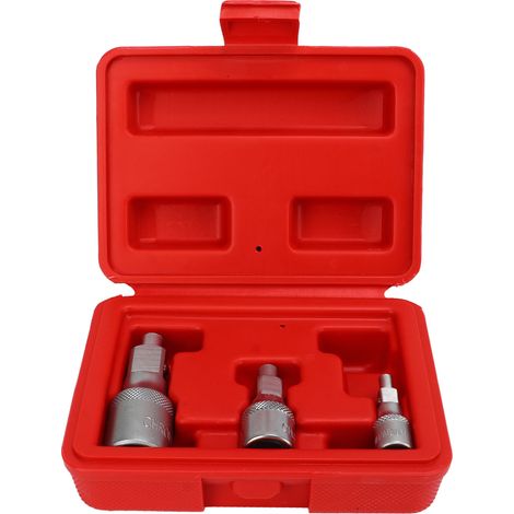 Ortviai Douilles magnétiques à embout carré 1/4", 3/8", 1/2" en acier chrome-vanadium – Lot de 3 avec boîtier de rangement (1/5)