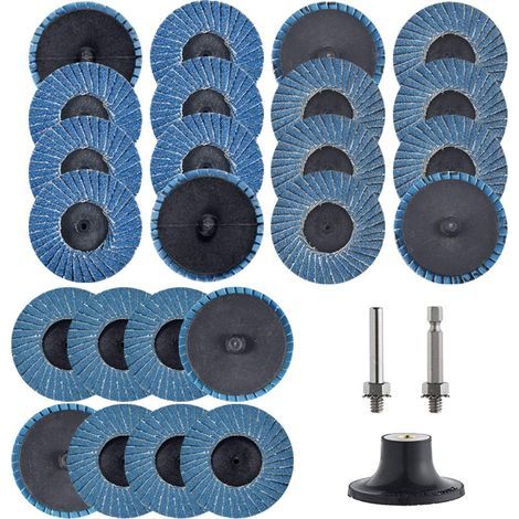 30 Pcs 2 inch Roll Lock Flap Discs with 1/4" Holder Die Grinder Attachments T27 Zirconia Flat 40/60/80 Grit Grinding Wheels for Surface Prep (1/5)