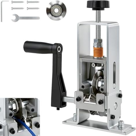 Dénudeur câble 1-25 mm, portable, lames durcies, double entraînement (manivelle/perceuse), pour recyclage, compatible ronds/plats, multi/monofilaments (1/5)